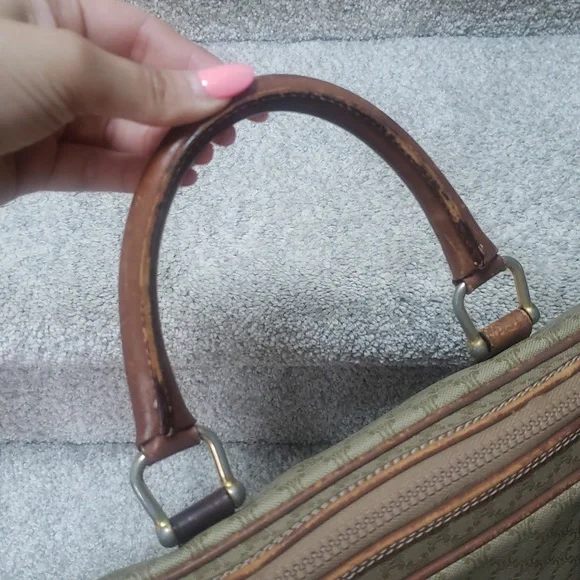 Celine Tan/Brown Leather/Coated Canvas Briefcase Document case Authentic Vintage - Picture 9 of 17